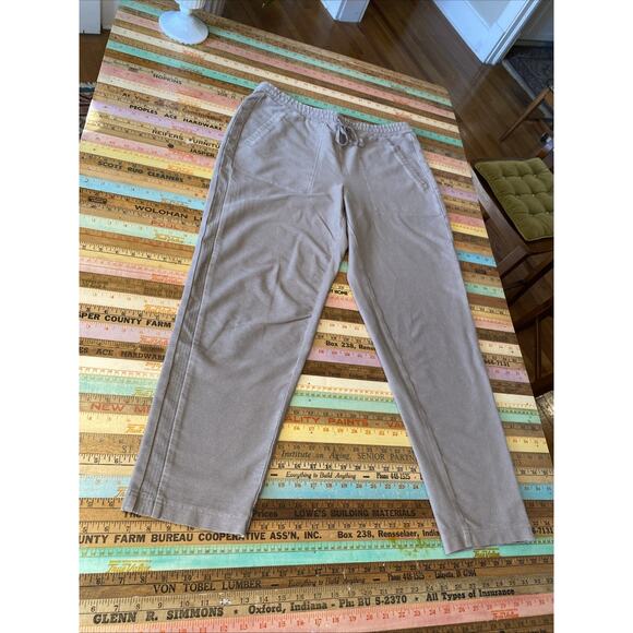 J Jill M Elastic Waist Pull On Stretch Cotton Jogger Pant Pockets Oatmeal Khaki - Picture 12 of 12